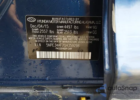 2016 Hyundai Sonata Sport из США, поврежденный, VIN 5NPE34AF7GH359298